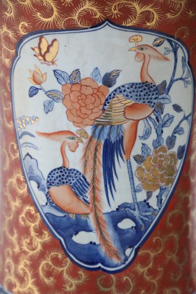 Chinese Imari Style Orange and Gold Monumental Urn