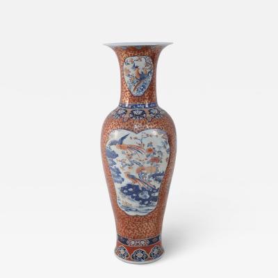 Chinese Imari Style Orange and Gold Monumental Urn