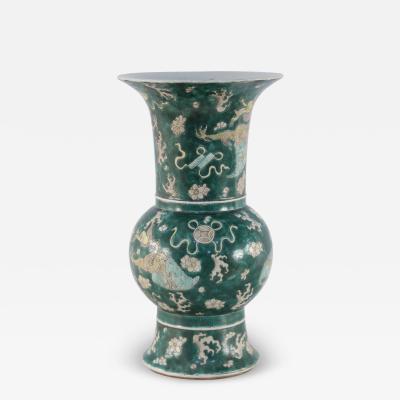 Chinese Jingdezhen Tri Color Phoenix Tail Porcelain Vase