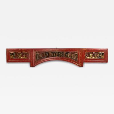 Chinese Lacquered Carved Wall Plaque