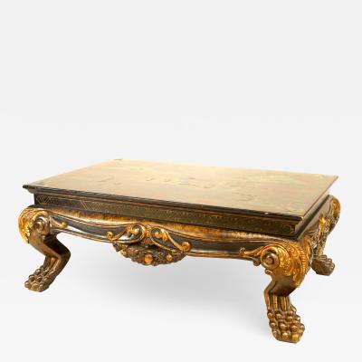 Chinese Lacquered Landscape Scene Coffee Table