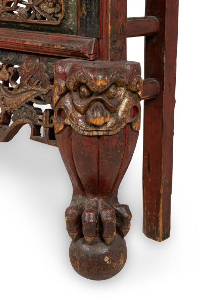 Chinese Lacquered and Marble Top Console Table