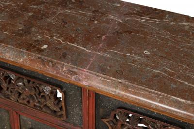Chinese Lacquered and Marble Top Console Table