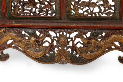 Chinese Lacquered and Marble Top Console Table