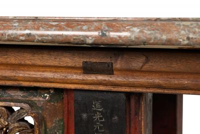 Chinese Lacquered and Marble Top Console Table