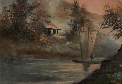 Chinese Landscape of House by a River