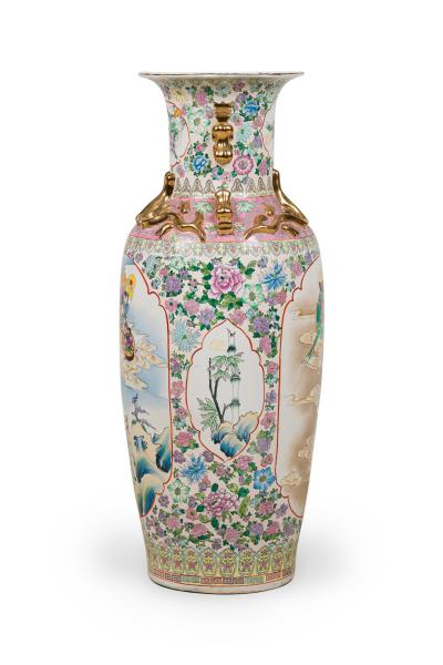 Chinese Large floor vase with Scenic Depiction