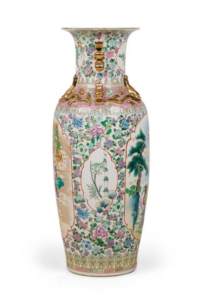 Chinese Large floor vase with Scenic Depiction