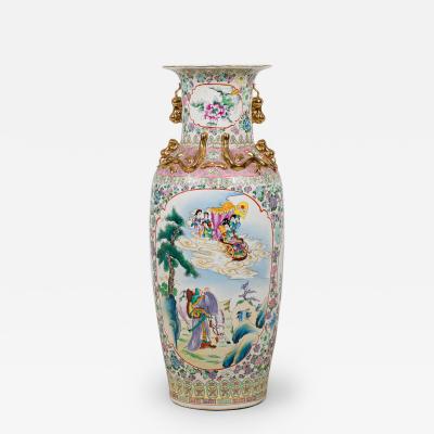 Chinese Large floor vase with Scenic Depiction