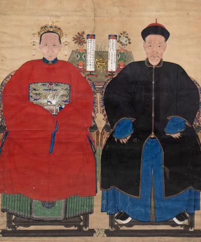 Chinese Late Qing Period Framed Ancestor Portrait