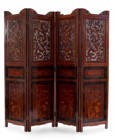 Chinese Mahogany 4 Fold Screen
