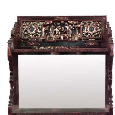 Chinese Maroon Lacquered Wall Shelf