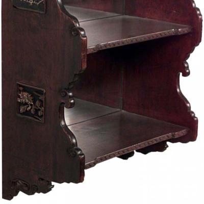 Chinese Maroon Lacquered Wall Shelf