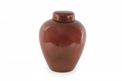 Chinese Maroon and Umber Lidded Porcelain Ginger Jar