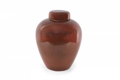 Chinese Maroon and Umber Lidded Porcelain Ginger Jar