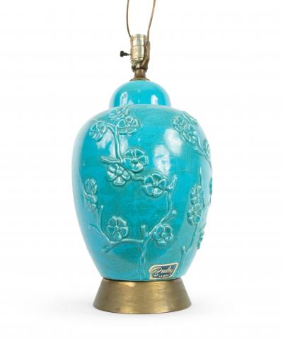 Chinese Mid Century Turquoise Porcelain Table Lamp