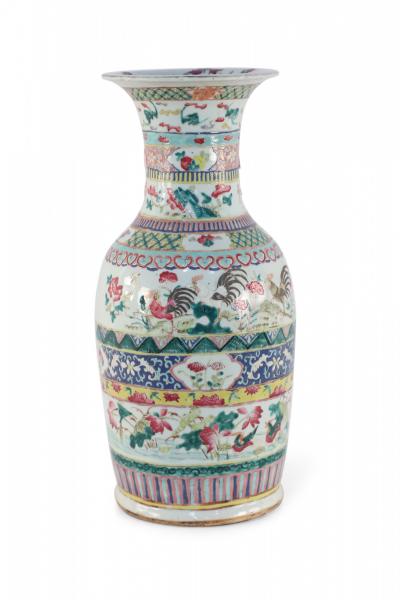 Chinese Multicolor Banded Pattern Porcelain Urn