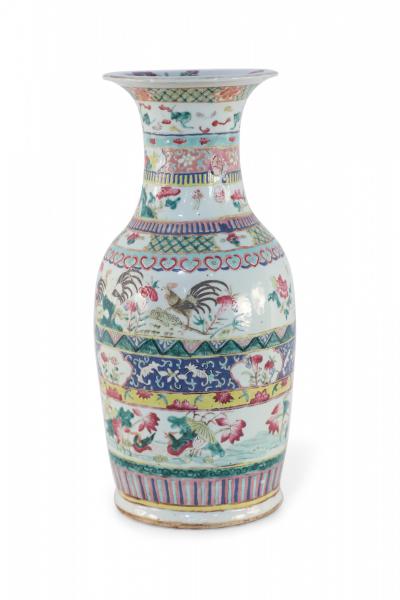 Chinese Multicolor Banded Pattern Porcelain Urn