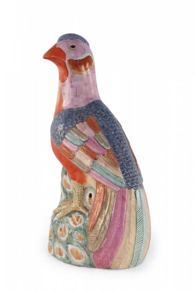 Chinese Multicolor Glazed Porcelain Pheasant Sculpture