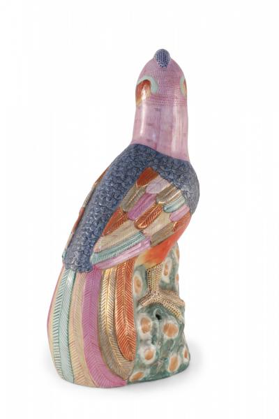 Chinese Multicolor Glazed Porcelain Pheasant Sculpture