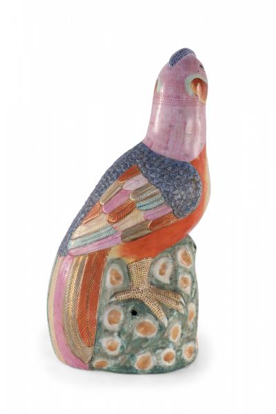 Chinese Multicolor Glazed Porcelain Pheasant Sculpture