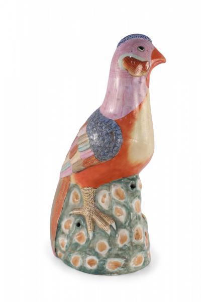 Chinese Multicolor Glazed Porcelain Pheasant Sculpture