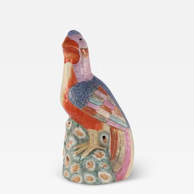 Chinese Multicolor Glazed Porcelain Pheasant Sculpture