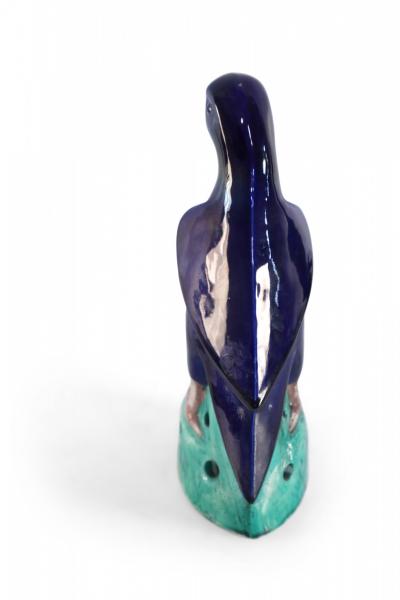 Chinese Navy Glazed Porcelain Parrot Statue