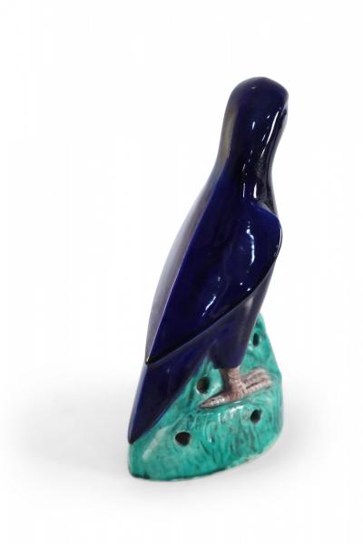 Chinese Navy Glazed Porcelain Parrot Statue