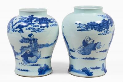 Chinese Near Pair 19th Century Blue and White Vases