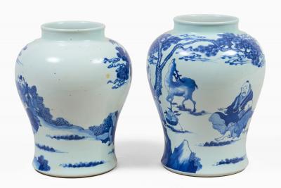 Chinese Near Pair 19th Century Blue and White Vases