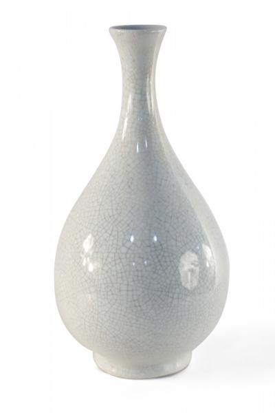 Chinese Off White Crackle Finish Teardrop Porcelain Vase