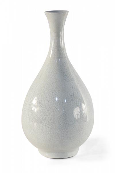 Chinese Off White Crackle Finish Teardrop Porcelain Vase