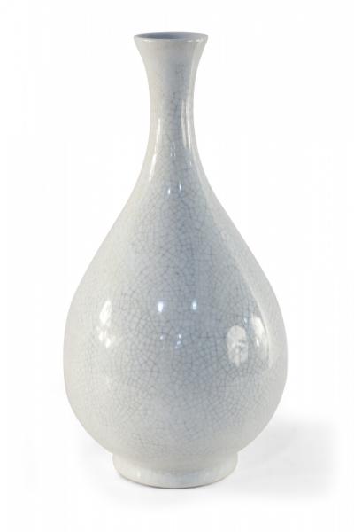 Chinese Off White Crackle Finish Teardrop Porcelain Vase
