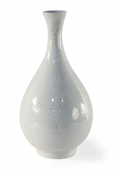 Chinese Off White Crackle Finish Teardrop Porcelain Vase