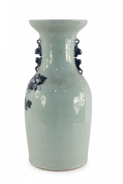 Chinese Off White and Navy Blue Bird Motif Porcelain Urn