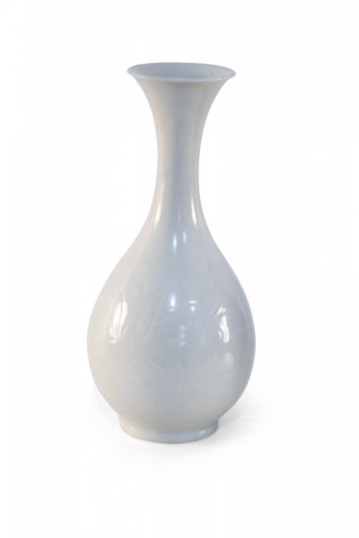 Chinese Off White and Tonal Patterned Porcelain Vase