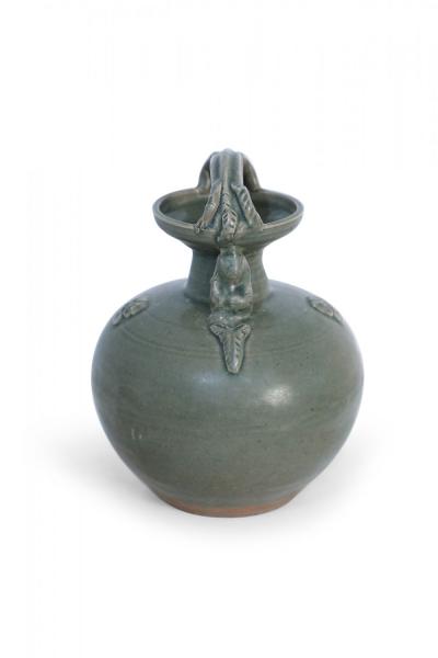 Chinese Olive Green Handled Porcelain Jug