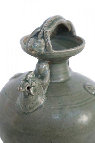 Chinese Olive Green Handled Porcelain Jug