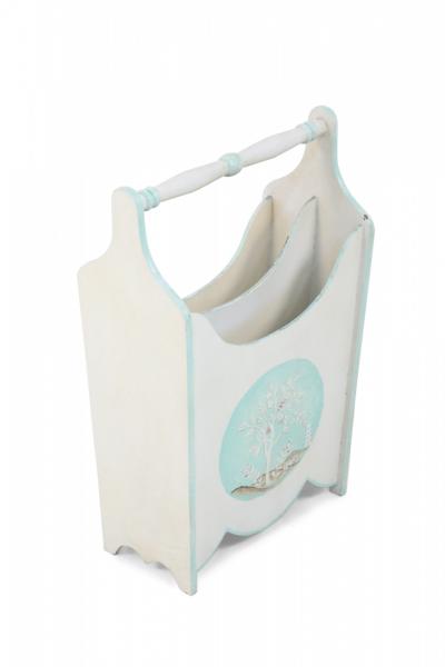 Chinese Painted White Wooden Magazine Rack