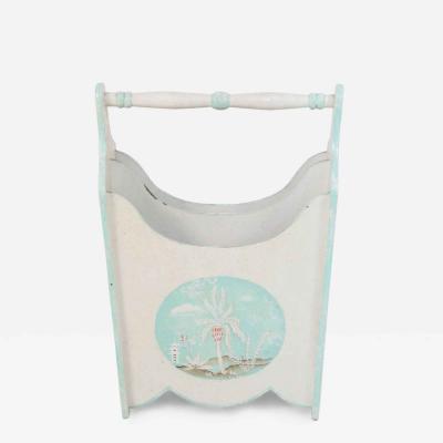 Chinese Painted White Wooden Magazine Rack