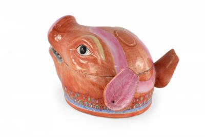 Chinese Pig Head Shaped Porcelain Tureen
