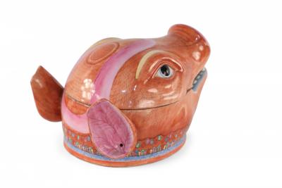 Chinese Pig Head Shaped Porcelain Tureen