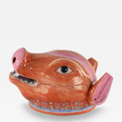 Chinese Pig Head Shaped Porcelain Tureen