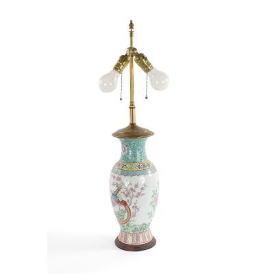 Chinese Porcelain Bird Motif Table Lamp