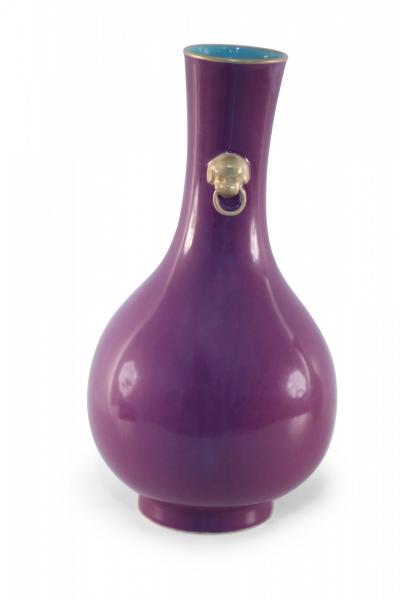 Chinese Purple Glazed Porcelain Pear Shaped Vase
