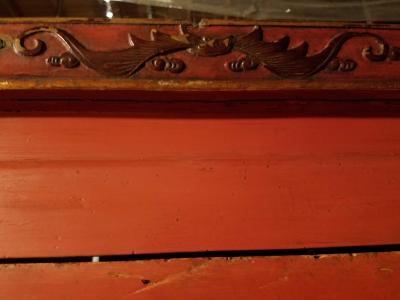 Chinese Qing Dynasty Red Lacquer Cabinet 19th Century