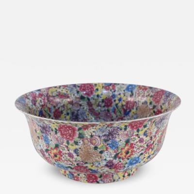 Chinese Qing Dynasty Style Famille Rose Thousand Flower Pattern Decorative Bowl