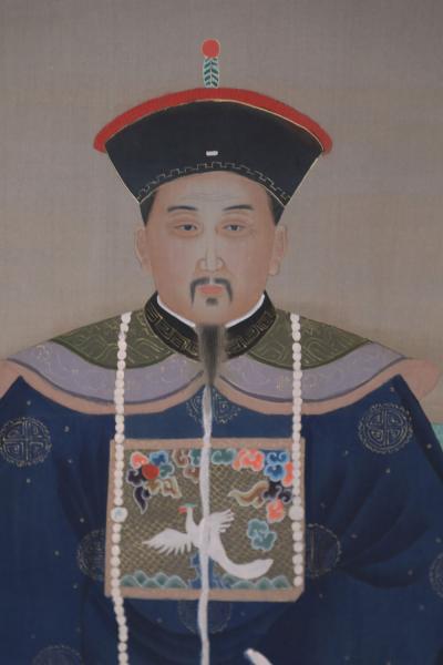 Chinese Qing Dynasty Style Paper and Silk King Portrait Hanging Scrolls