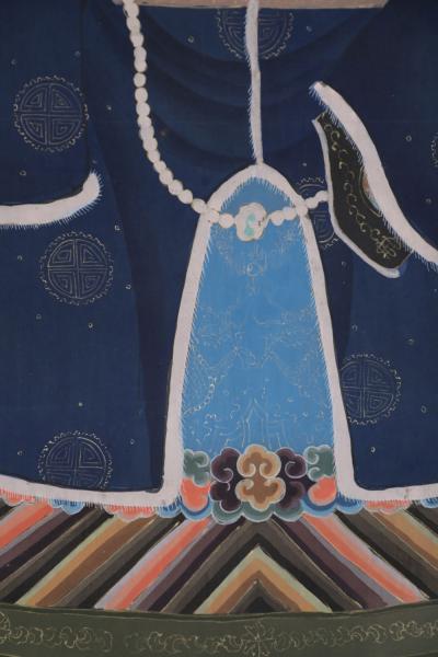 Chinese Qing Dynasty Style Paper and Silk King Portrait Hanging Scrolls